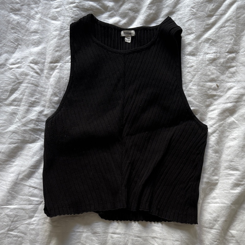 Garage Black Ribbed Tank Top